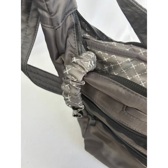 Lug Trooper Nylon Crossbody Gray Purse Travel Bag Water Bottle Pockets Work - Picture 12 of 15